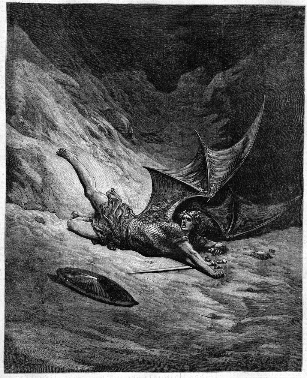 John Miltonin kadonnut paratiisi (1608-1674). Saatana ryntäsi apuun. Kuvitus Gustave Doré. tekijältä Unknown artist