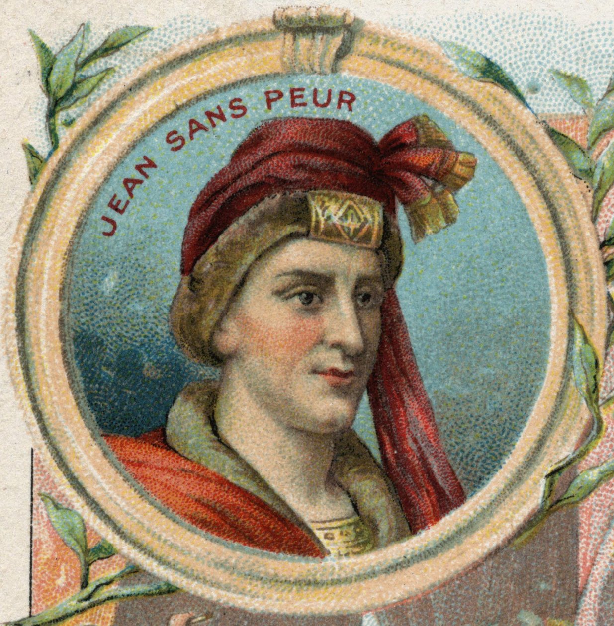 Johannes ilman pelkoa (1371-1419), Bourgognen herttua. Kromolitografia 1800-luvun lopulla tekijältä Unknown artist