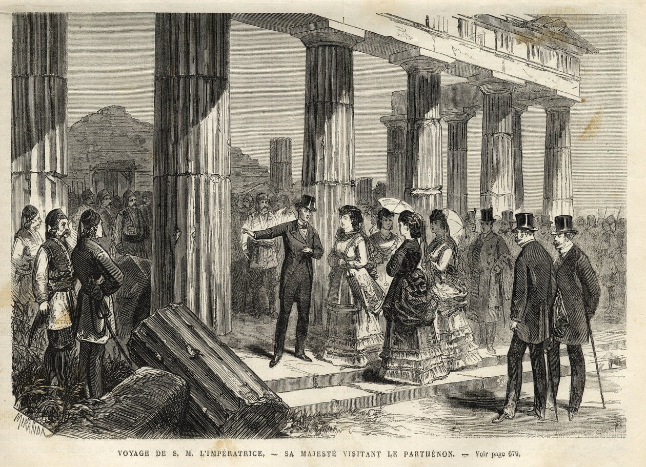 Keisarinna Eugenien matka Kreikassa - Impress Eugenien matka Kreikkaan - Parthenonin vierailu Athenessa - vuonna 1869 tekijältä Unknown artist