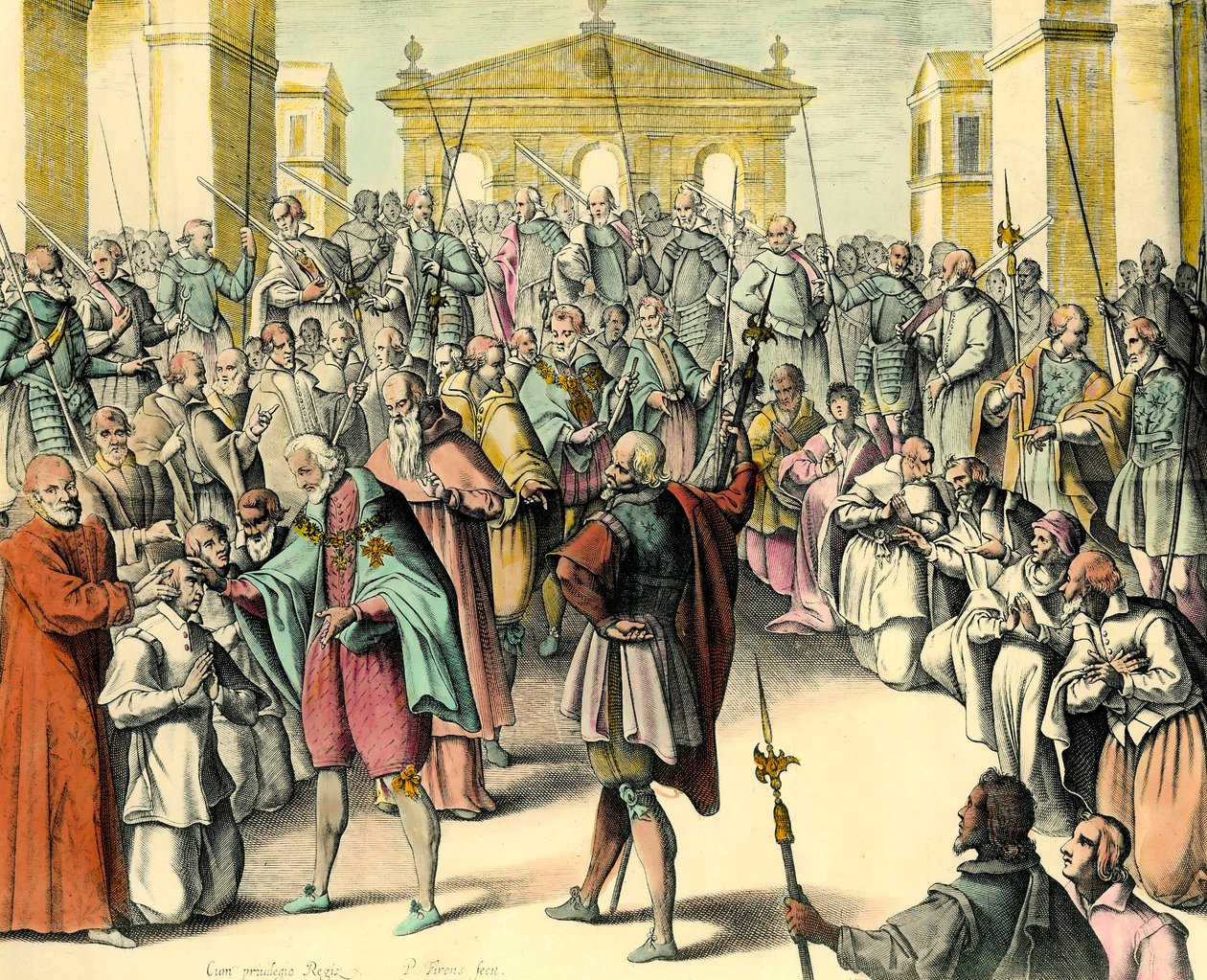 Kuningas Henrik IV (1553-1610) koskettaa sairaan otsaa.”” Kuningas on thaumaturge, hänellä on valta parantaa ecrouelles lausumalla tämä kaava. Kaiverrus kuningas Henrik IV:n lääkärin Andre du Laurensin (1558-1609) luonnoksesta tekijältä Unknown artist