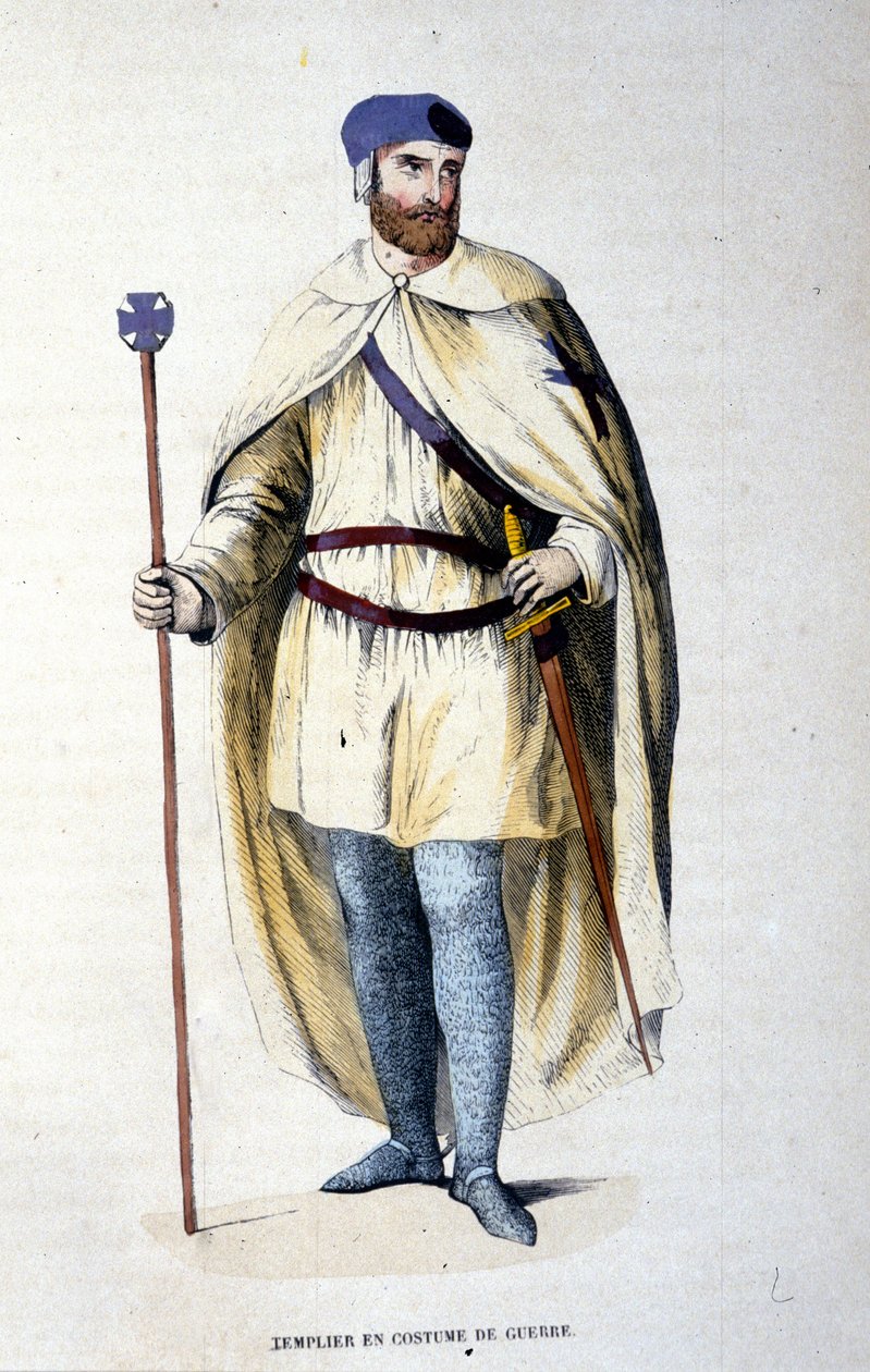 Temppeliritarikunnan ritari sotaasussa. Kaiverrus 1800-luvulta. tekijältä Unknown artist
