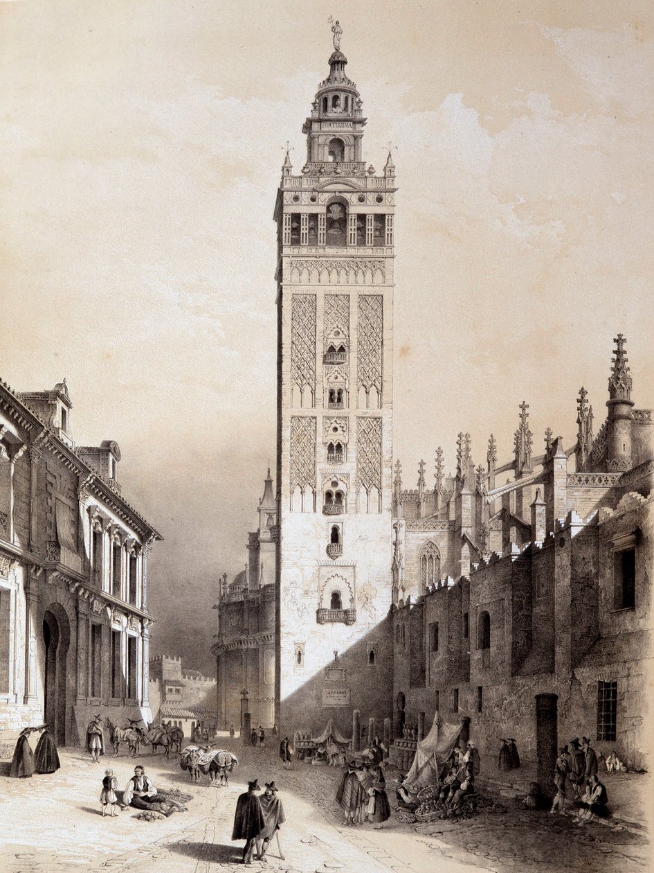 La Giralda, Sevilla, "Espanjan kuuluisien paikkojen ja monumenttien taiteellinen ja monumentaalinen Espanja" Don Genaro Perezde Villa tekijältä Unknown artist
