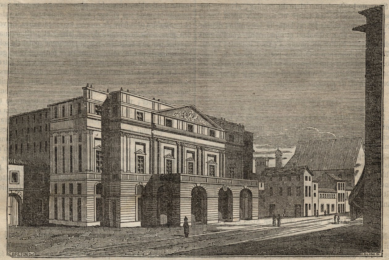 La Scala Milanossa - Näkymä La Scala -teatterista Milanossa, Italiassa - (Teatro alla Scala Milan) - 1837 tekijältä Unknown artist