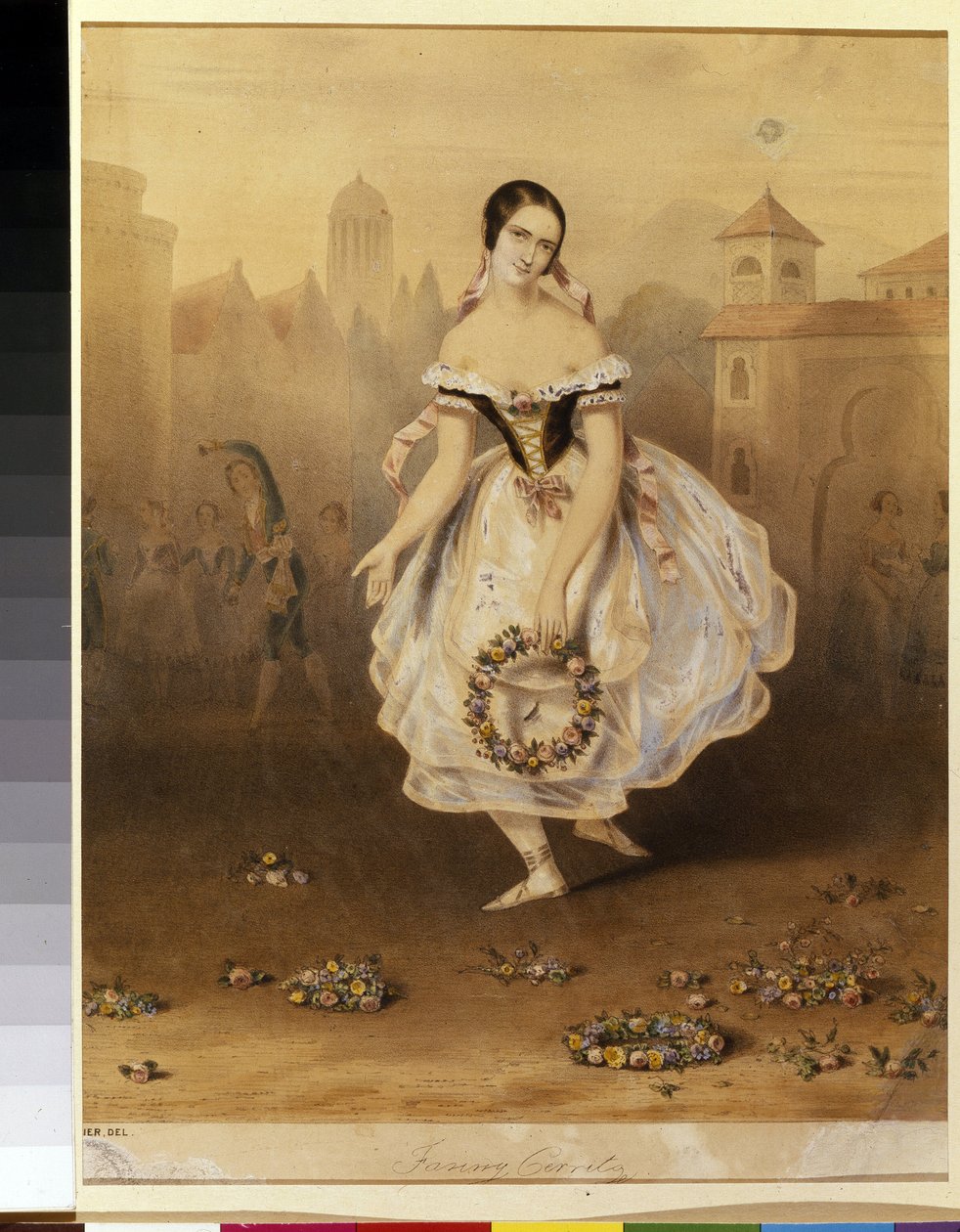 Italialainen balerina Fanny (Francesca) Cerrito (1817-1909) (balettitanssija Fanny Cerrito). Nimetön litografia, loppu 1830. 1800-luvun uusklassismi. Valtion teatteri- ja musiikkitaiteen museo, Pietari. tekijältä Unknown artist