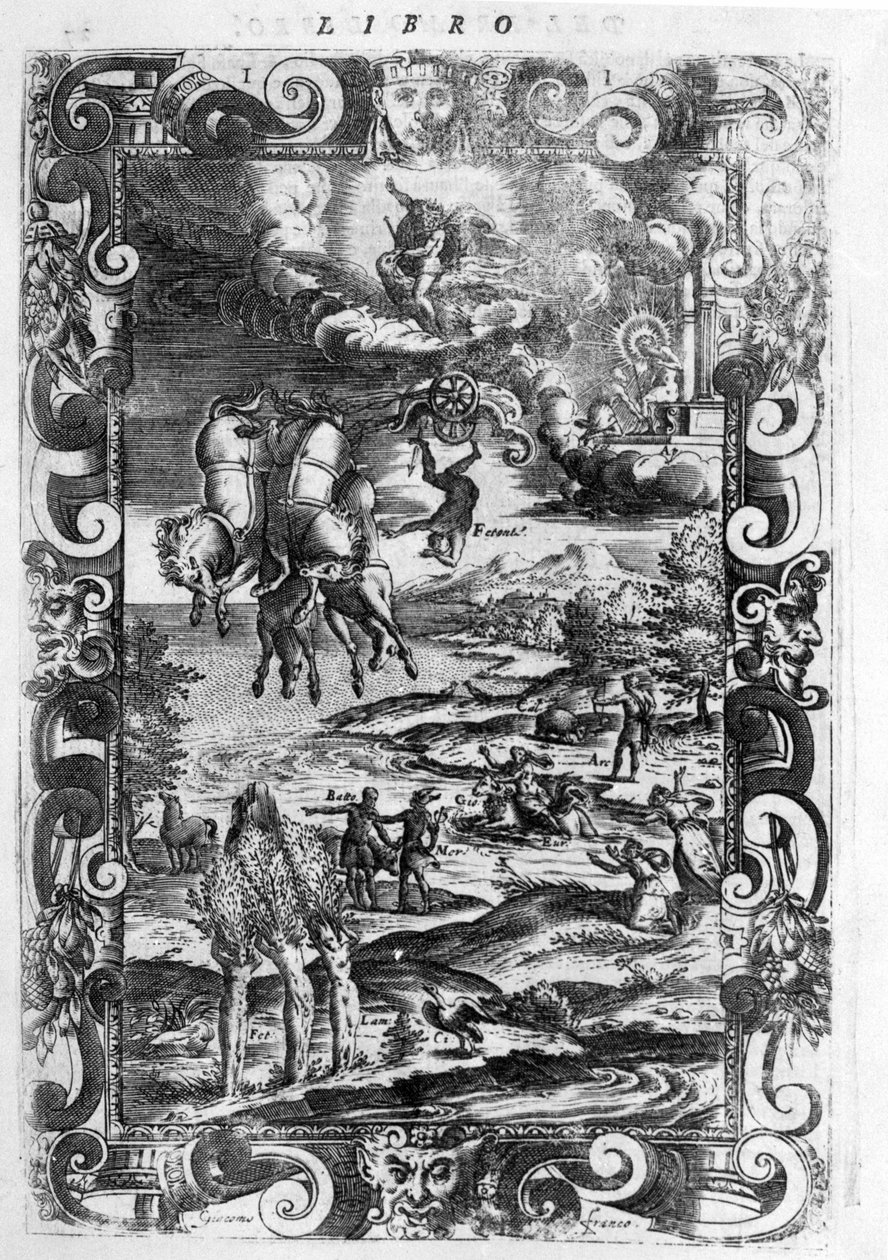 Phaetonin kaatuminen (Phaethon) - Oviden teoksessa "Les Metamorphoses" - Editions de Paris tekijältä Unknown artist