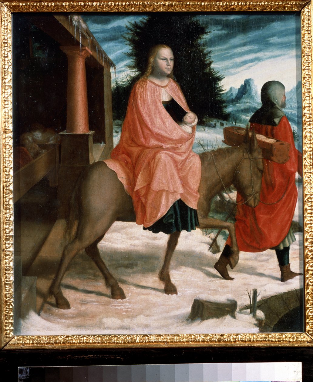 ""Lento Egyptiin"" (The Flight to Egypt) Tuntemattoman taiteilijan maalaus 1400-luvulta. Pushkin-museo, Moskova tekijältä Unknown artist