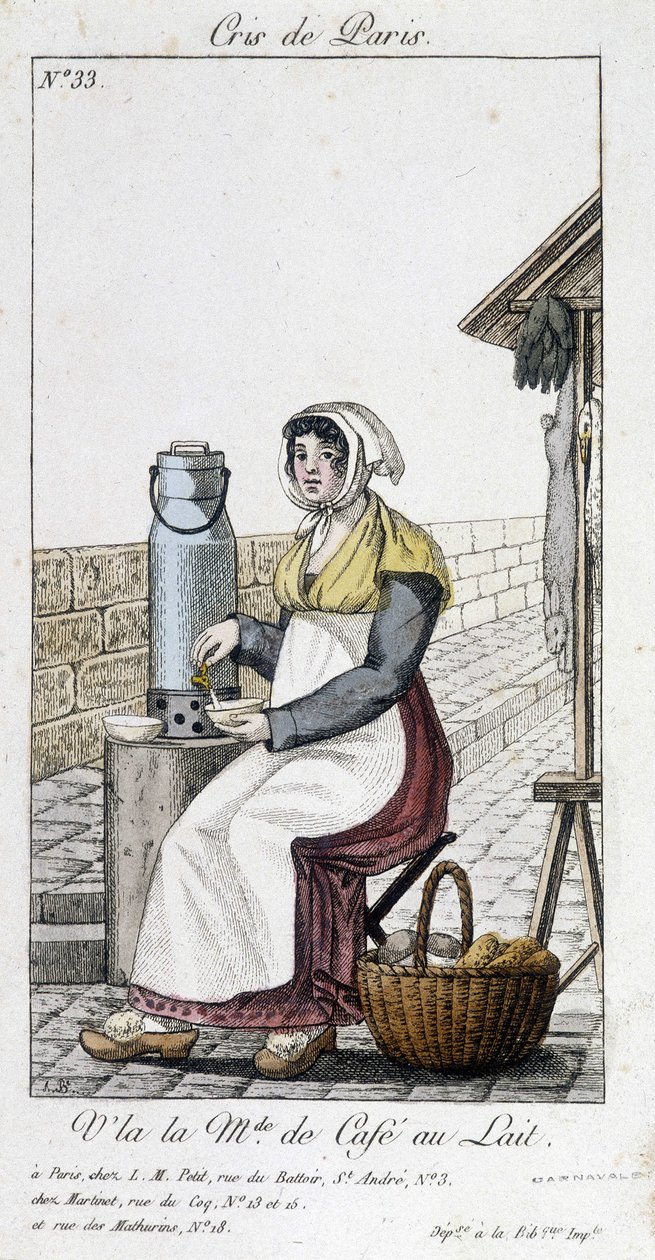 Maitokahvin kauppias - "" Cris de Parisissa"" tekijältä Unknown artist