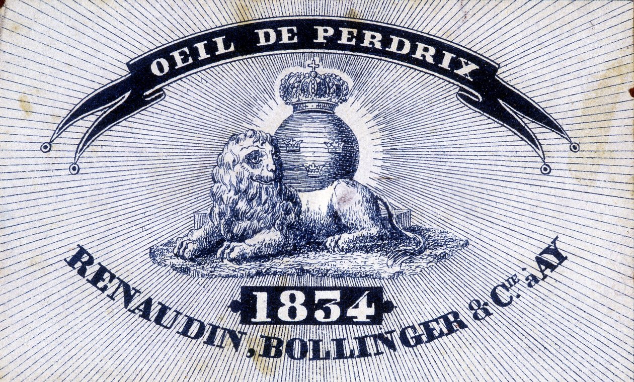 Etiketti ""Eye of Partridge - Renaudin, Bollinger & Cie à AY - 1834"". tekijältä Unknown artist