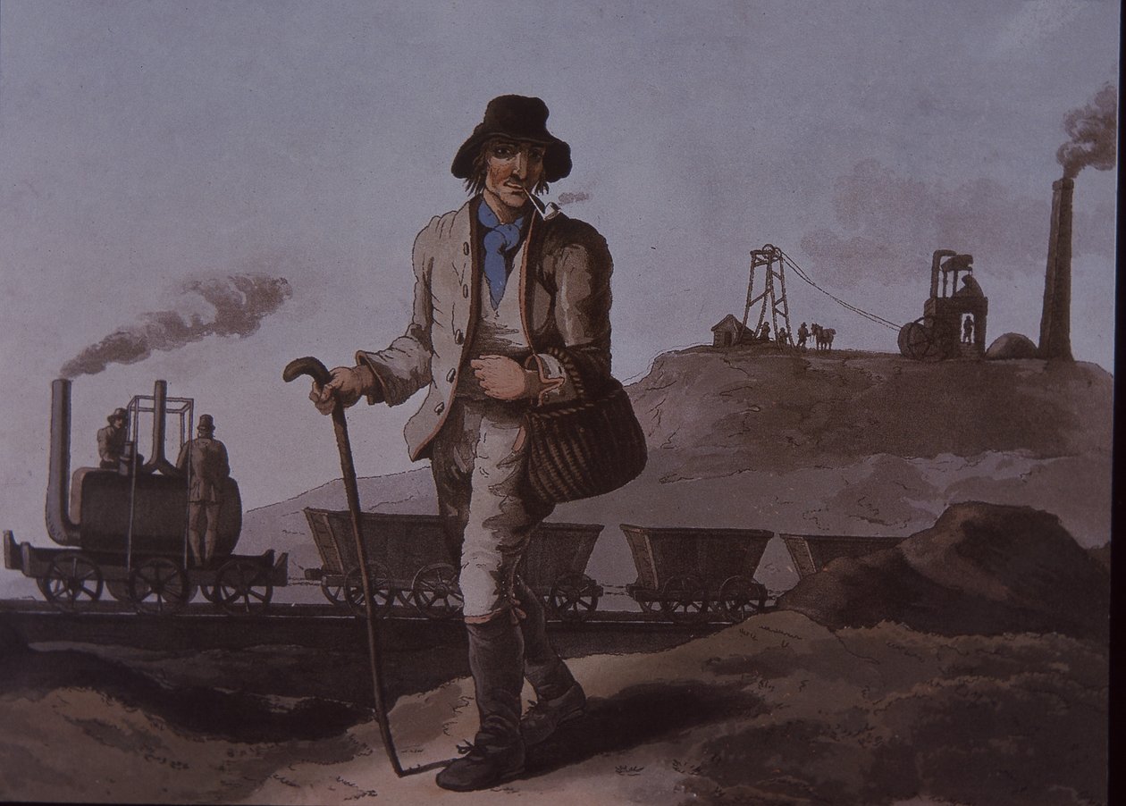 Työläinen, varhainen teollinen vallankumous, 1800-luvun alku (värilitho) tekijältä Unknown artist