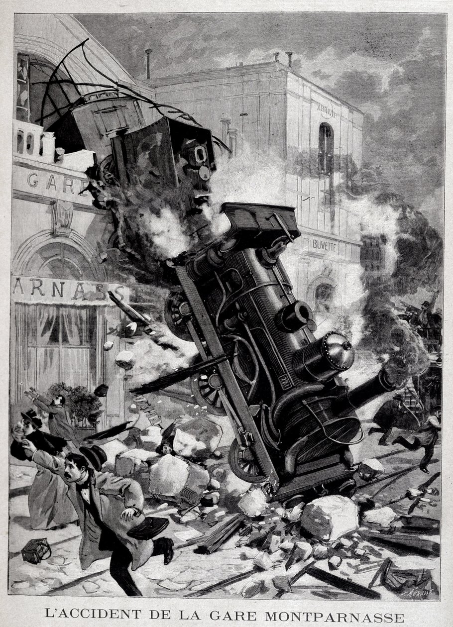 Onnettomuus Gare Montparnassella Pariisissa - "" Le Petite Journalissa" tekijältä Unknown artist
