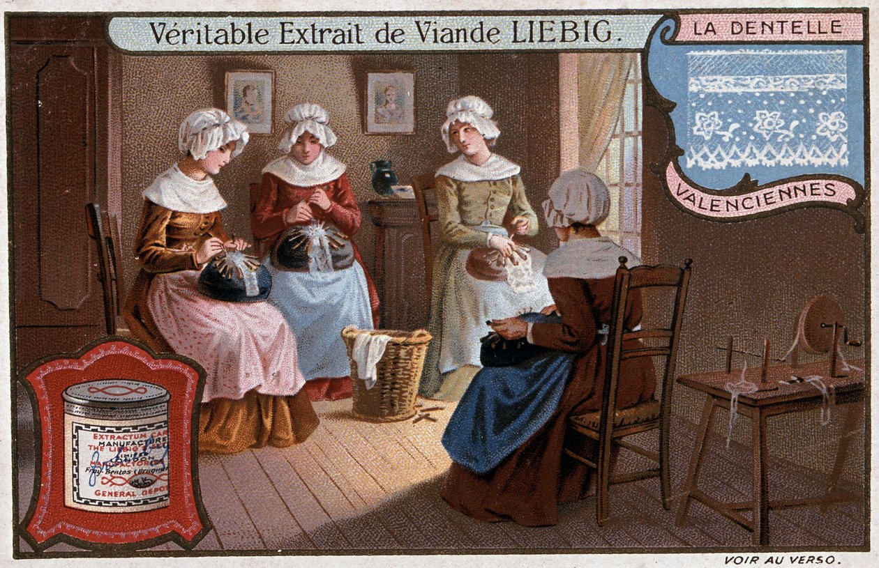 Pitsipaja, Valenciennes, Liebig-mainonta v. 1895 tekijältä Unknown artist