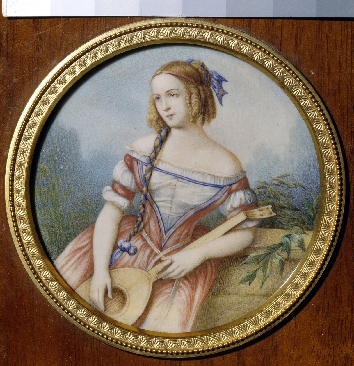 Venäläinen näyttelijä Varvara Asenkova (1817-1841), Esmeraldan roolissa Victor Hugon (1802-1885) "Notre Dame de Paris" -elokuvasta. (venäläinen näyttelijä Varvara Asenkova Esmeraldana). Anonyymi työ, akvarelli paperille tekijältä Unknown artist