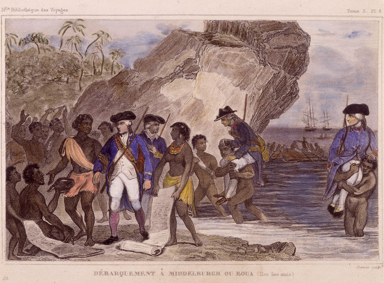 La Perousen kreivin Jean-Francois Galaupin maihinnousu (Jean Francois Laperouse tekijältä Unknown artist