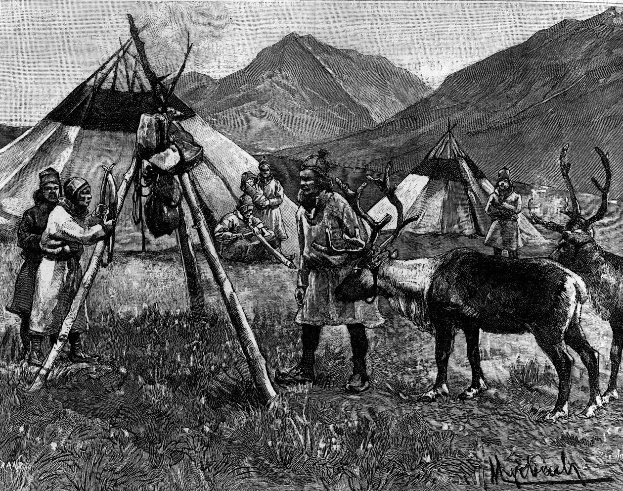 Lappi: Camp de Lapons. Kaiverrus "The Journal of Youth" tekijältä Unknown artist