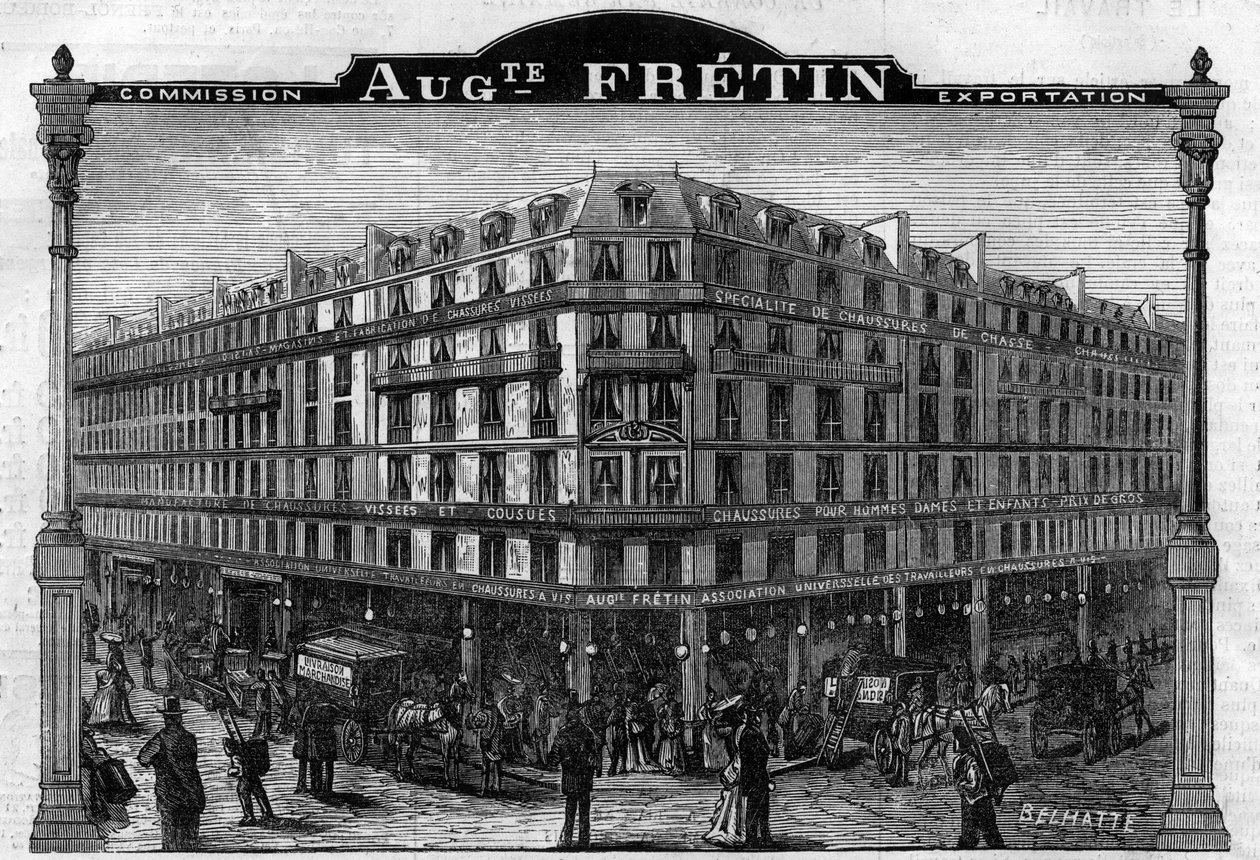 Large Chausage Manufacture “”Auguste Fretin”, Paris VIth Arrondissement 64, rue de Rennes. Kaiverrus vuodelta 1883 tekijältä Unknown artist