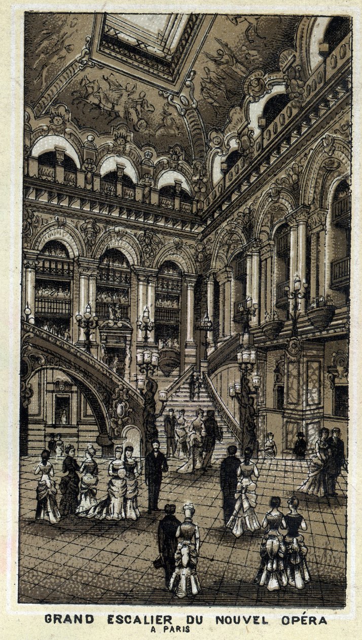 Uuden oopperan (Opera Garnier) suuret portaat Pariisissa. tekijältä Unknown artist