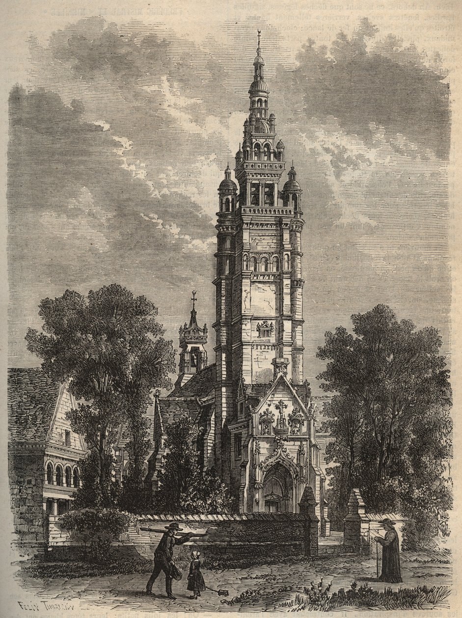 Ogival taide taantumassa - Notre-dame de Roscoff en bretagne - kaiverrus 1800-luvun din tekijältä Unknown artist