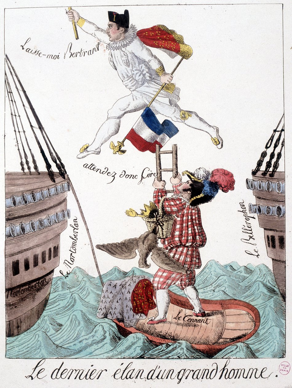 Suuren miehen viimeinen pätkä: karikatyyri Napoleonista ja kenraali Bertrandista - elokuvassa "" Napoleon 1er, karikatyyrit, nukkekokoelma", Pariisi tekijältä Unknown artist