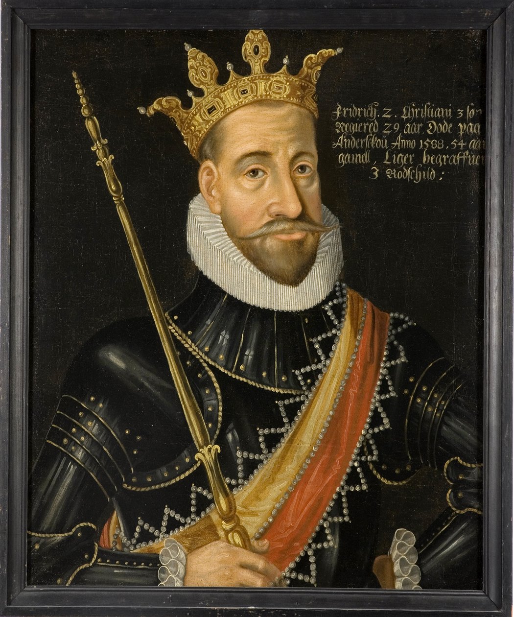 Le roi Frederic II de Danemark et Norvege - Tanskan kuningas Frederick II (1534-1588), Anonyymi . Öljy kankaalle. Mitat: 74 x 64 cm. Tukholman kansallismuseo tekijältä Unknown artist