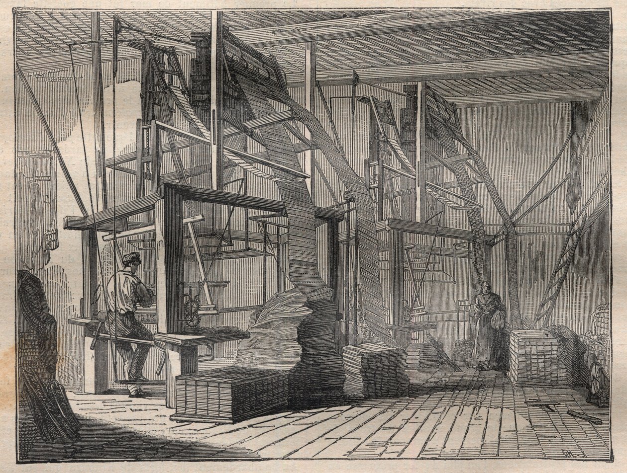 Silkin kudonta - Kaiverrus ""La Science francaise"" tekijältä Unknown artist