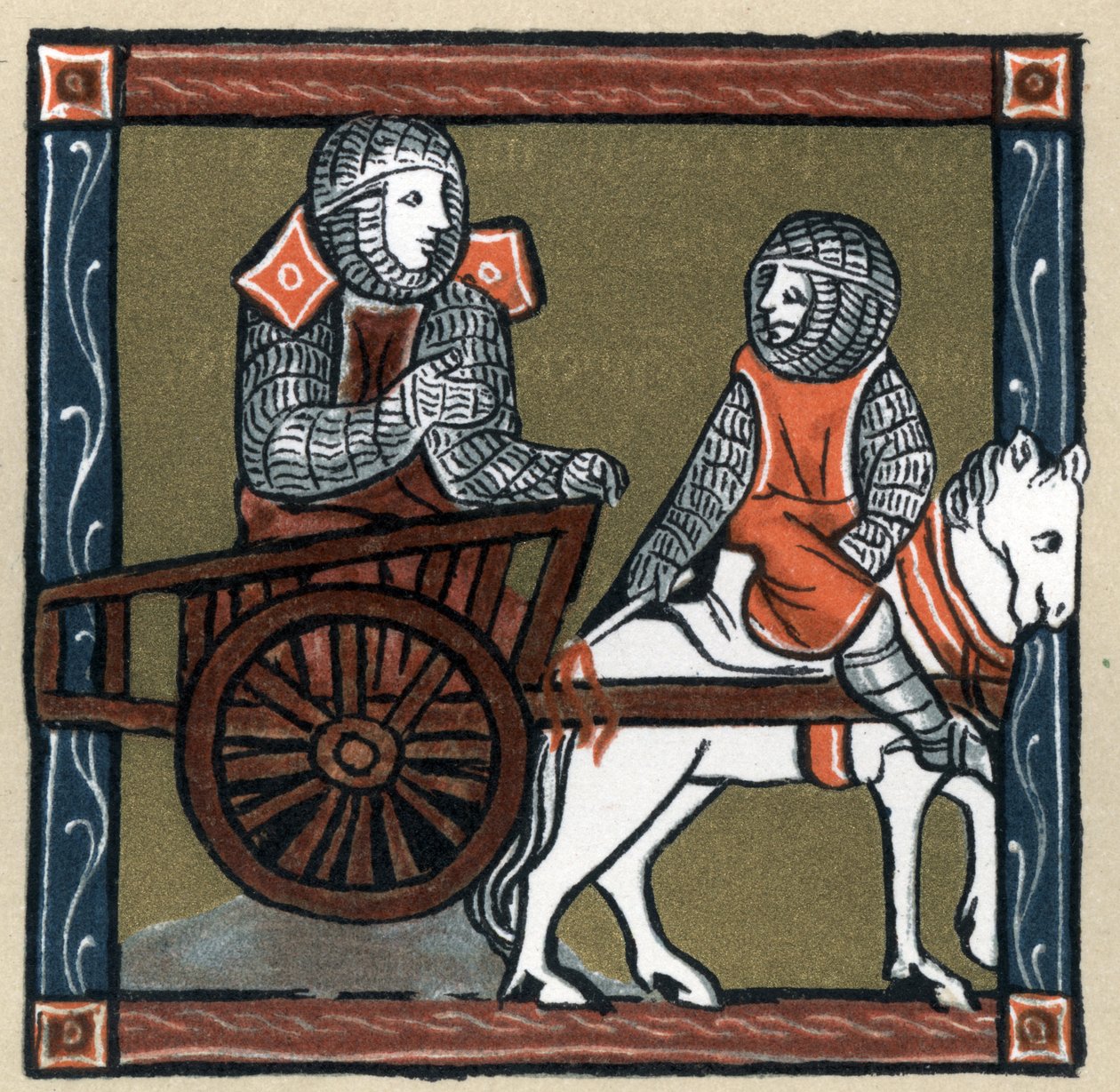 Legenda Arthurienne: Lancelot du lac dans la charrette. Hermann Suchierin teoksessa "Ranskan kirjallisuuden historia". tekijältä Unknown artist