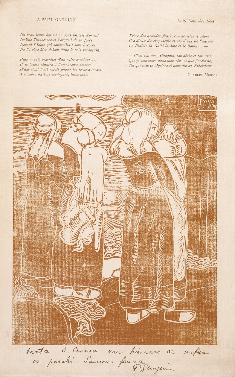 Les Bretonnes (The Breton Women) (puukiviprintti) tekijältä Unknown artist