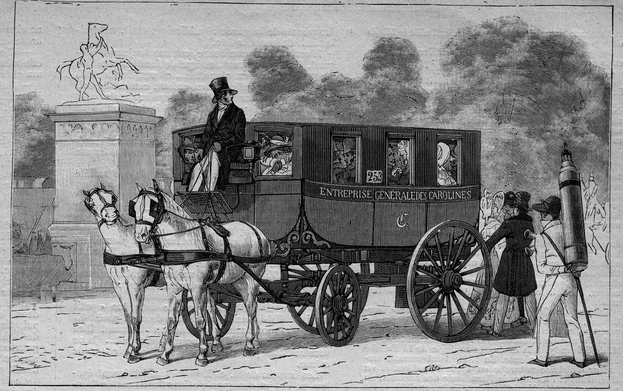 Les Omnibus de Paris 1800-luvulla: Caroline - kaiverrus vuodelta 1892 tekijältä Unknown artist