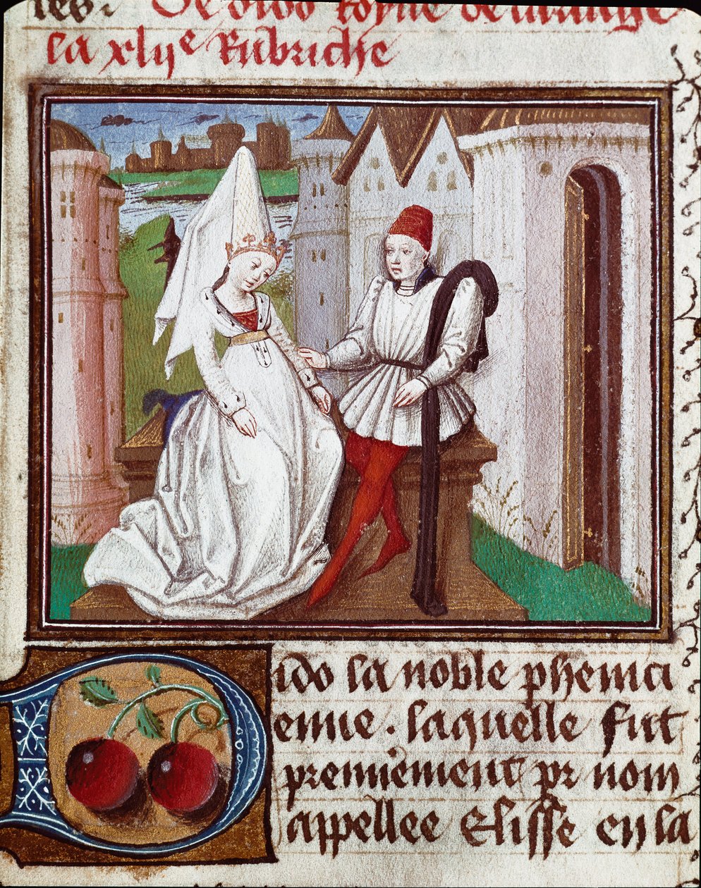 Didonin, Carthagen perustajan ja Enee-miniatyyrin rakkaudet Giovanni Boccaccion "Valon ja jalojen naisten kirjasta", sanoi Jean Boccace (1313-1375) tekijältä Unknown artist