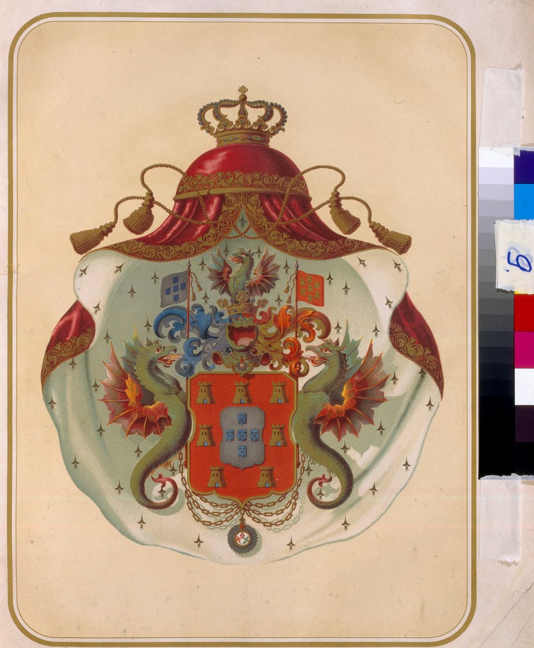 Mecklenburgin suurloosin (Saksa) vapaamuurarien vaakuna. (Mecklenburgin vapaamuurarien suurloosin vaakuna). Provincial Grand Lodge perustettiin vuonna 1819. Nimetön teos, litografia. Venäjän valtionkirjasto, Moskova. tekijältä Unknown artist