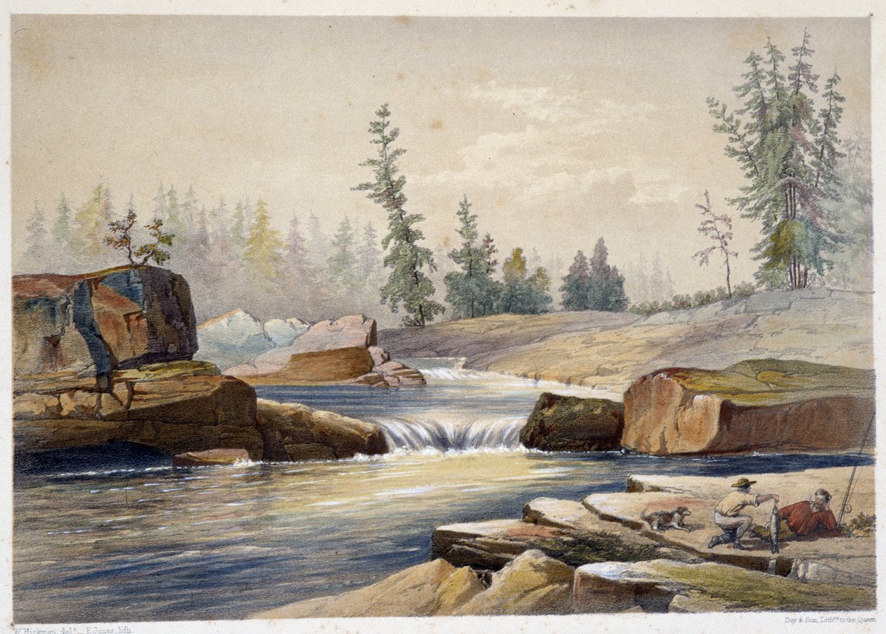 Les chutes de papineau - teoksessa "" Luonnokset nipisaguitista, New Brunswickin joesta Amerikassa"" William Hickman, toim. Halifax tekijältä Unknown artist