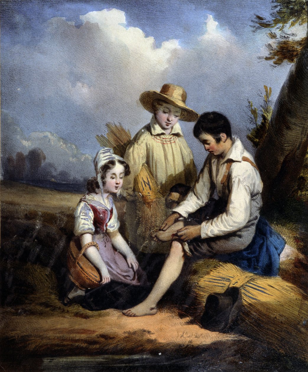 Les petits reapers (yksi loukkaantui jalkaan), v.1840 tekijältä Unknown artist