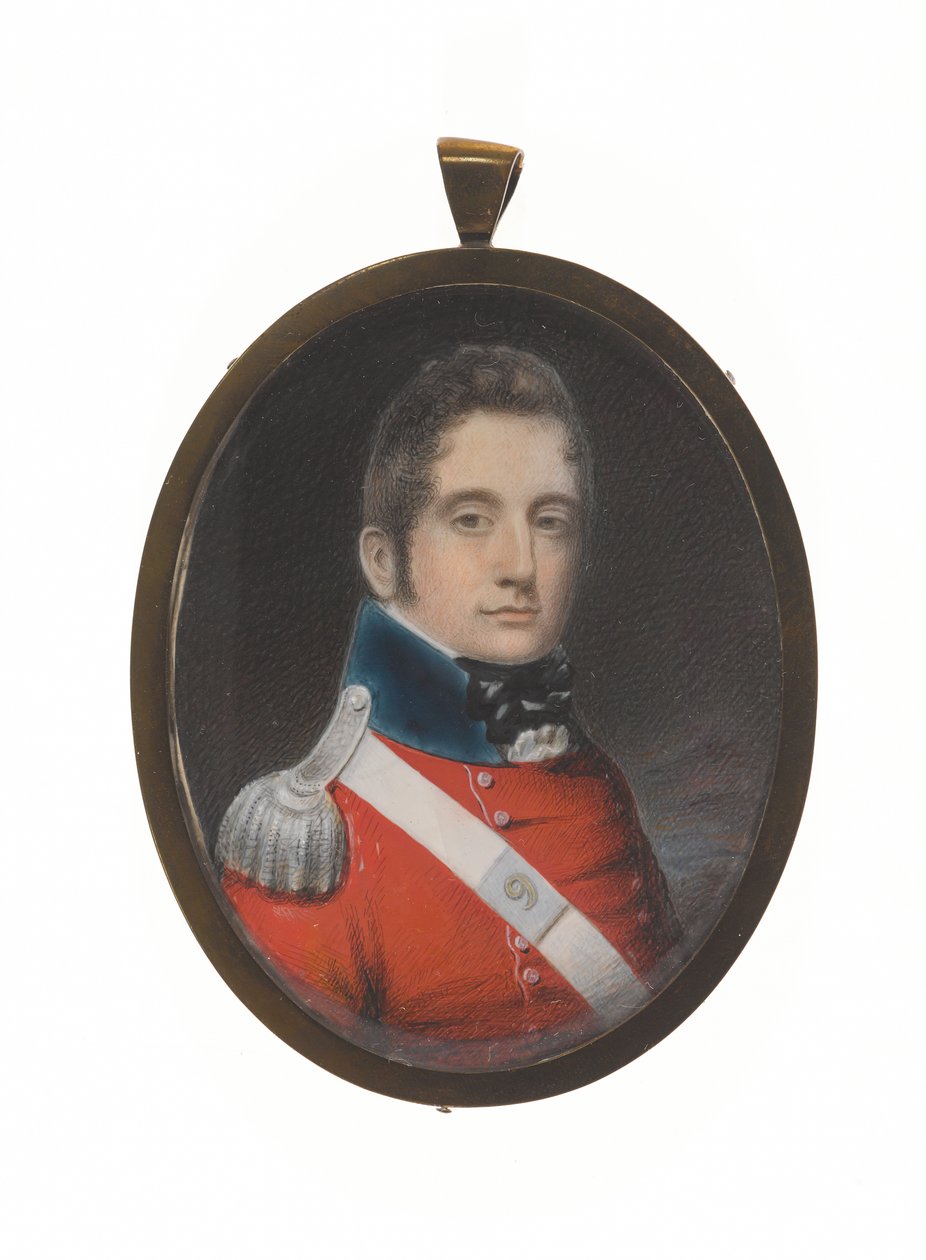 Luutnantti Charles Augustus Elderton (1789-1841), 9. Madrasin syntyperäinen jalkaväki, 25. helmikuuta 1811 (pienikokoinen norsunluu) tekijältä Unknown artist