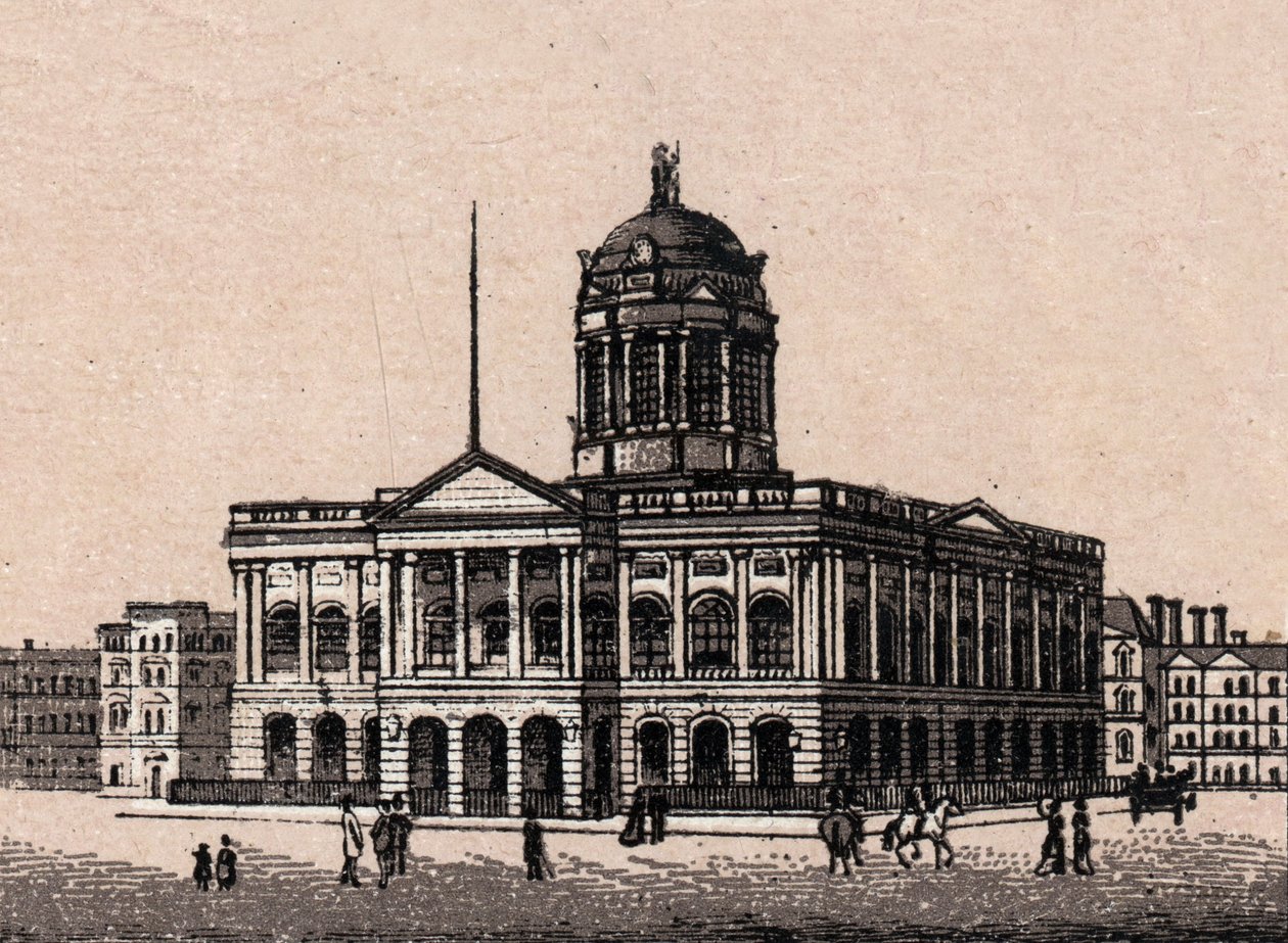 Liverpool, Englanti: näkymä kaupungintalolle. kirjassa "" Maailma havainnollistaa 168 näkymää"" Päiväämätön (1800-luvun loppu) tekijältä Unknown artist
