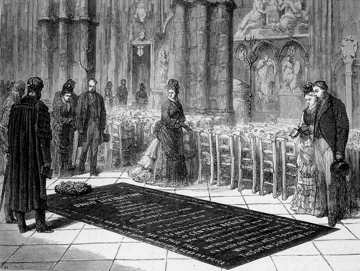 Livingstonen hauta Westminster Abbeyssa - "" Livingstonen viimeinen matka 1866-1873"" "" Tour du Mondessa"", 2. sem. 1875 tekijältä Unknown artist