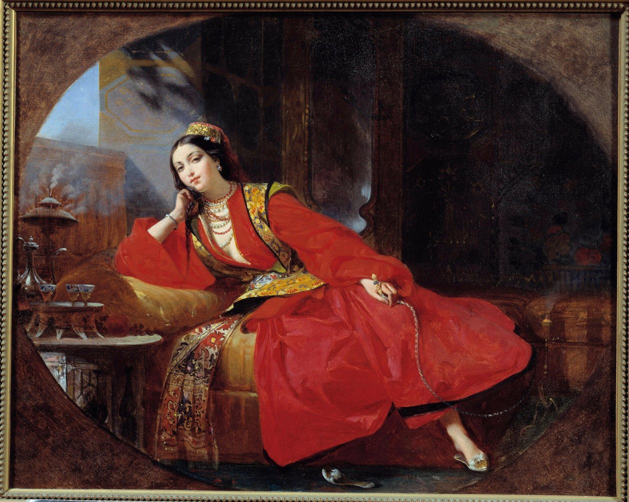 Odaliskki punaisessa Anonymous-maalauksessa. 1800-luvun Avignon, Musee Calvet tekijältä Unknown artist