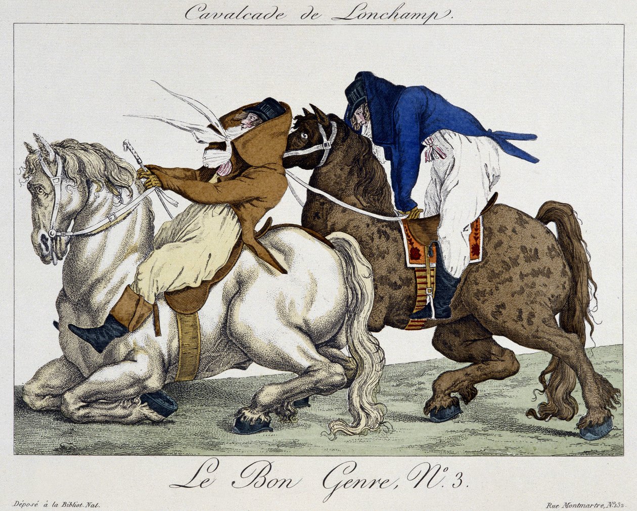Longchamps Cavalcade - karikatyyri, deb. 1800-luvulla tekijältä Unknown artist