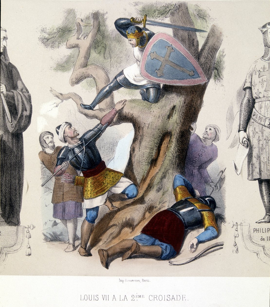 Louis VII nuori (1120/1180), Capetiens ohjaa 2. ristiretken aikana (1147/1149). tekijältä Unknown artist