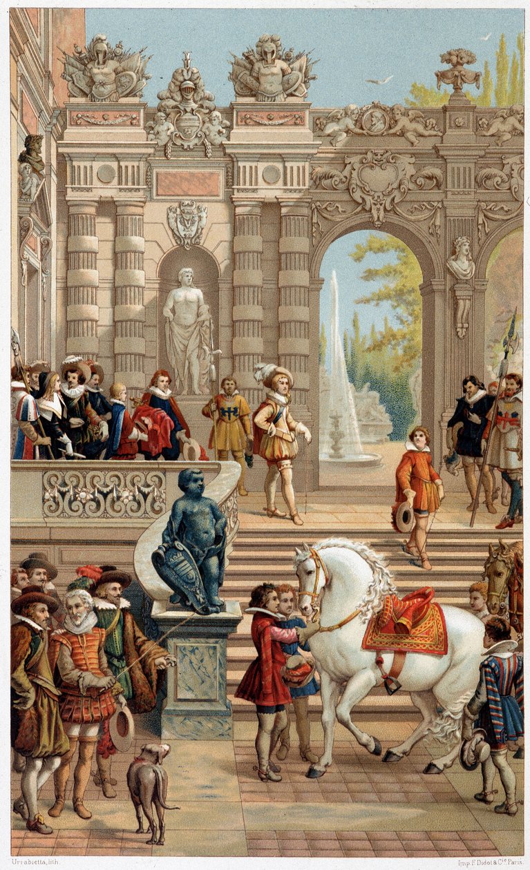 Ludvig XIII hovissa, 13-vuotiaana - "" 1600-luvulla - Instituutiot: käyttötavat ja puvut, Ranska 1590-1700" Paul Lacroix tekijältä Unknown artist