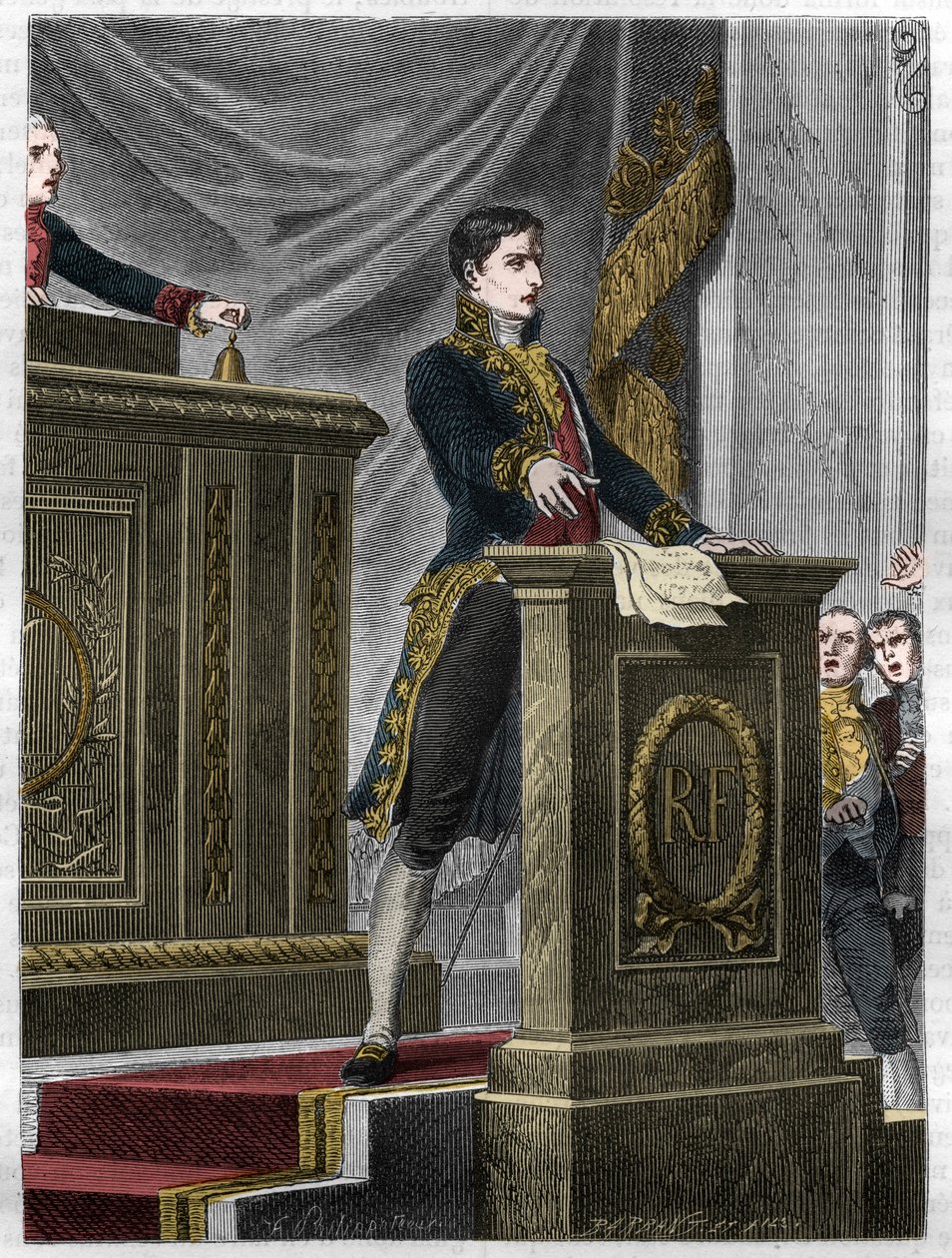 Lucien Bonaparte, ranskalainen poliitikko, puhuu kansalliskokouksessa Pariisin kunnialegioonan perustamislaista tekijältä Unknown artist