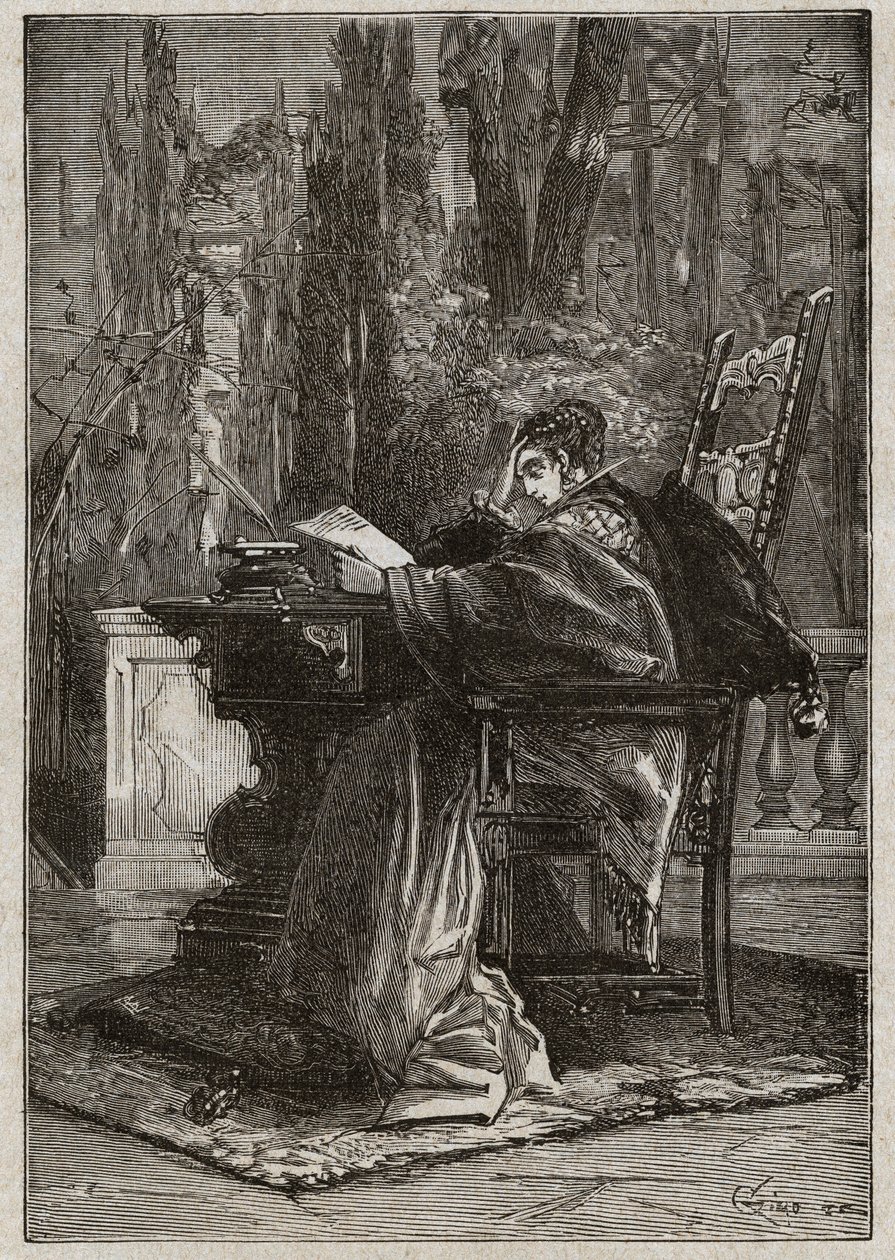 Lucrece Borgia (1480-1519) Dying Hand Leon X:lle (Leone 10) (1475-1521) - kaiverrus Oscar Pion teoksesta "Lucrezia Borgia" - 1883 tekijältä Unknown artist