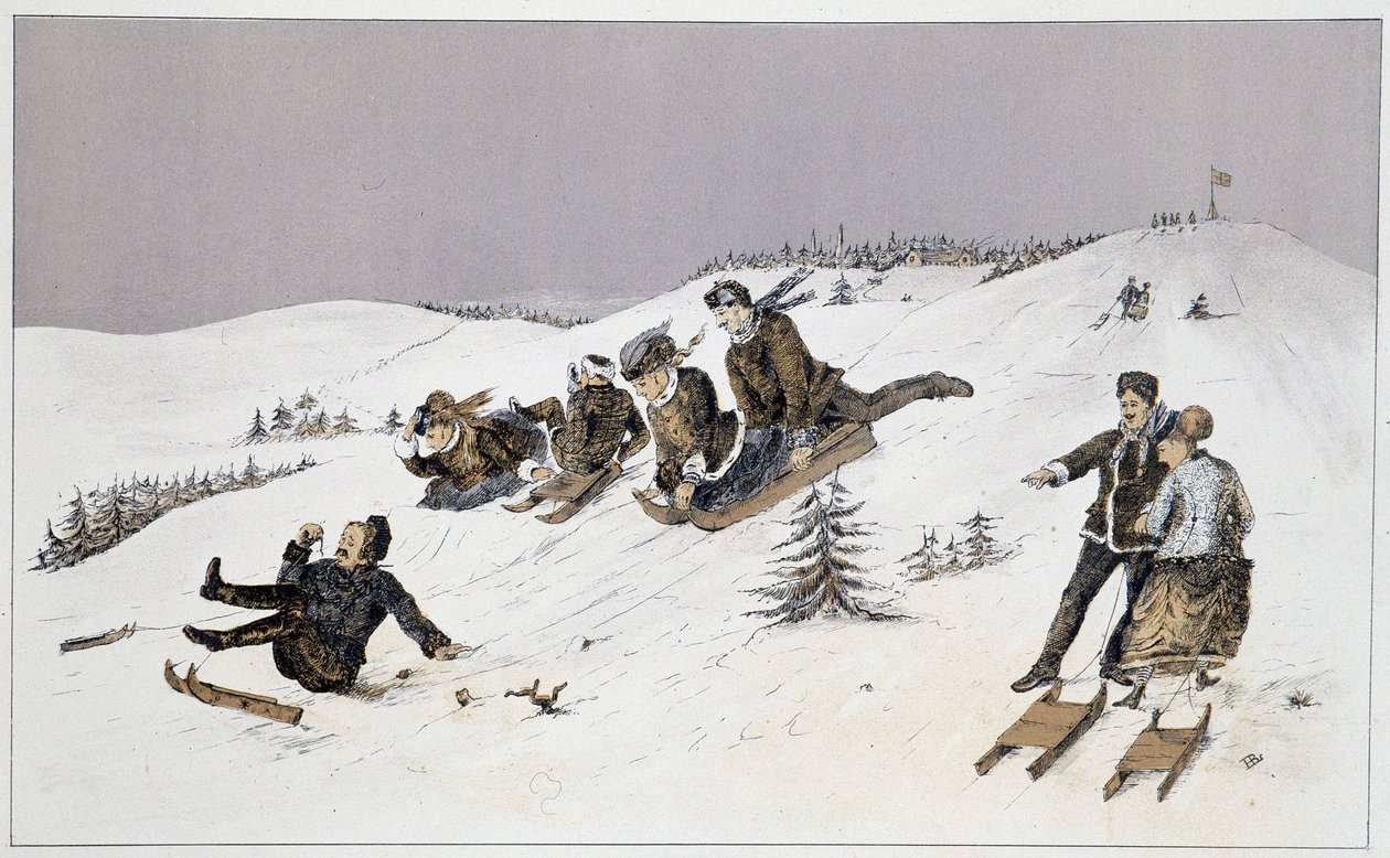 Kelkkailu - "" Luonnokset kanadalaisista urheilu- ja ajanvietteistä"" Liut. Henry Buckton Laurence tekijältä Unknown artist