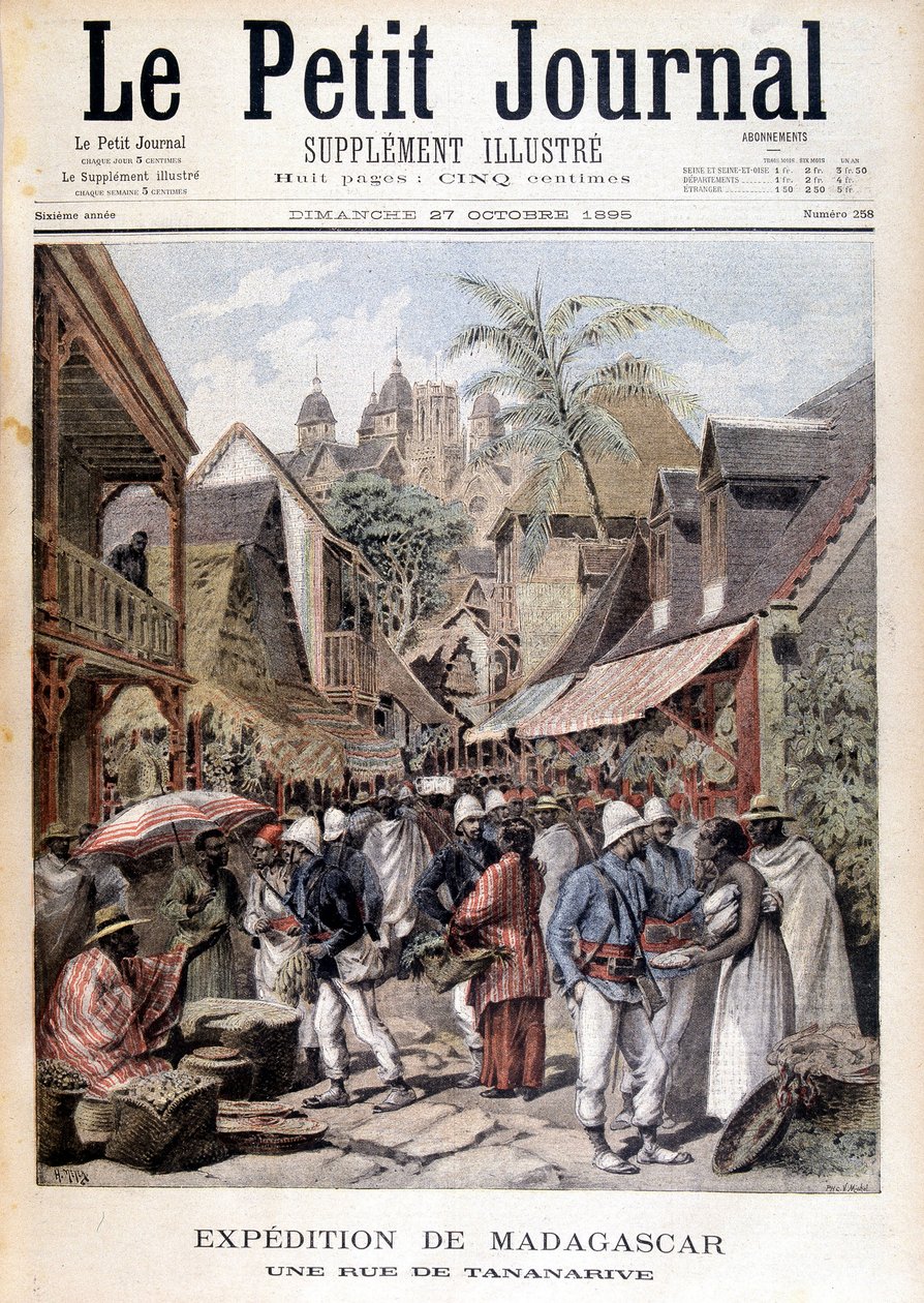 Madagascar Expedition: katu Tananariven kaupungissa - "" Le Petite Journal" -julkaisussa 27.11.1895 tekijältä Unknown artist