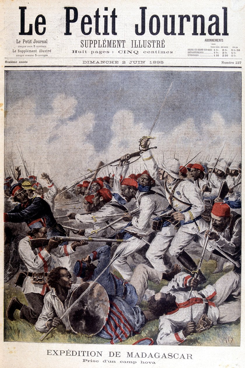 Madagaskarin retkikunta: hovan leiri - "" Le Petite Journal" -julkaisussa 6.2.1895 tekijältä Unknown artist