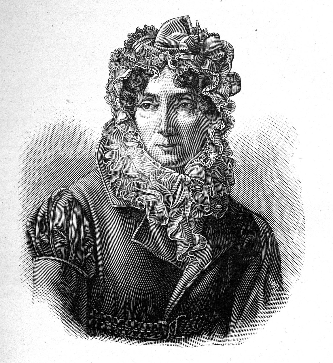 Madame de Genlis - Stéphanien muotokuva onnittelee Saint Aubinin (Saint-Aubin) (1746-1830), Genlisin kreivitär, ranskalaisen kirjeen naisen harjaa. tekijältä Unknown artist