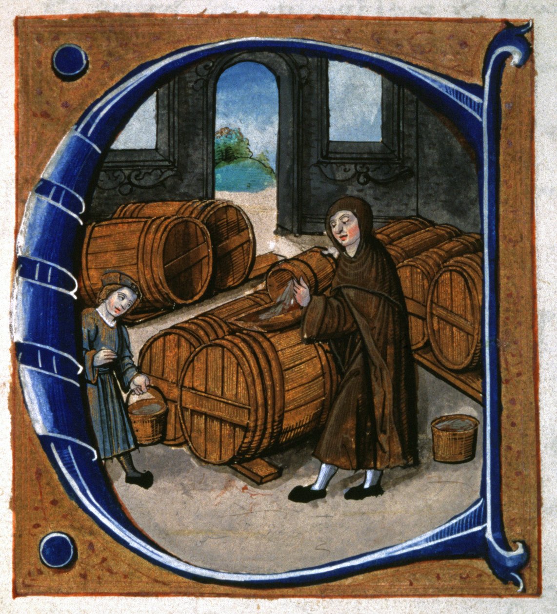 Viinin valmistus. noin 1450 (pienikokoinen) tekijältä Unknown artist