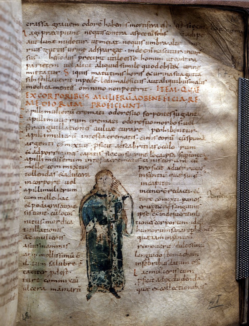 Käsikirjoitussivu Claude Galienin (Klaudios Galenos tai Claudio Galeno tai Claudius Galenus tai Galenus, v. 131 - v. 201), kreikkalaisen lääkärin ""De simplicibus medicamentis" -kirjasta. Luccan kuvernööri tekijältä Unknown artist