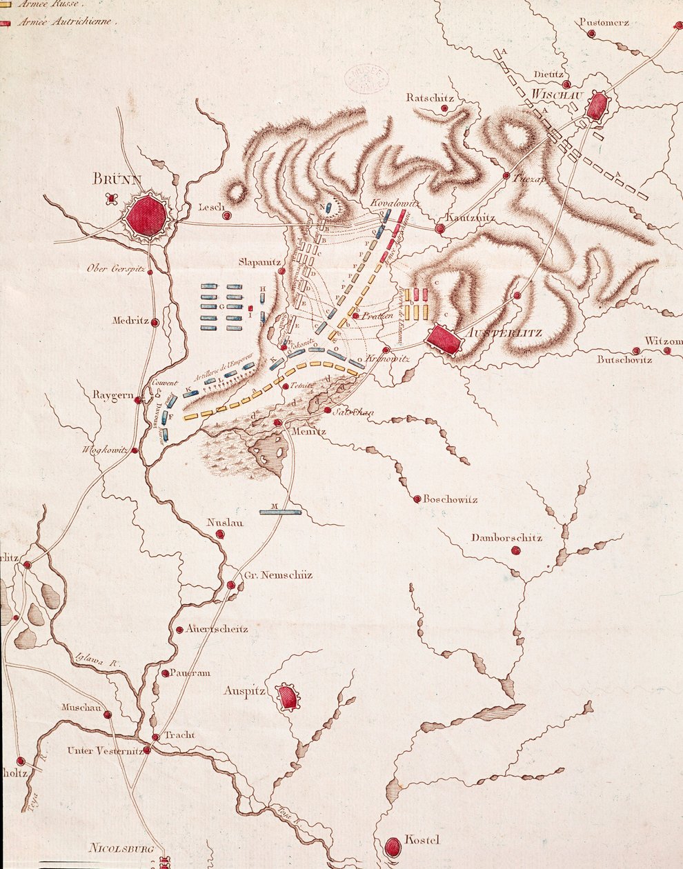 Kartta Austerlitzin taistelusta 2. joulukuuta 1805 tekijältä Unknown artist
