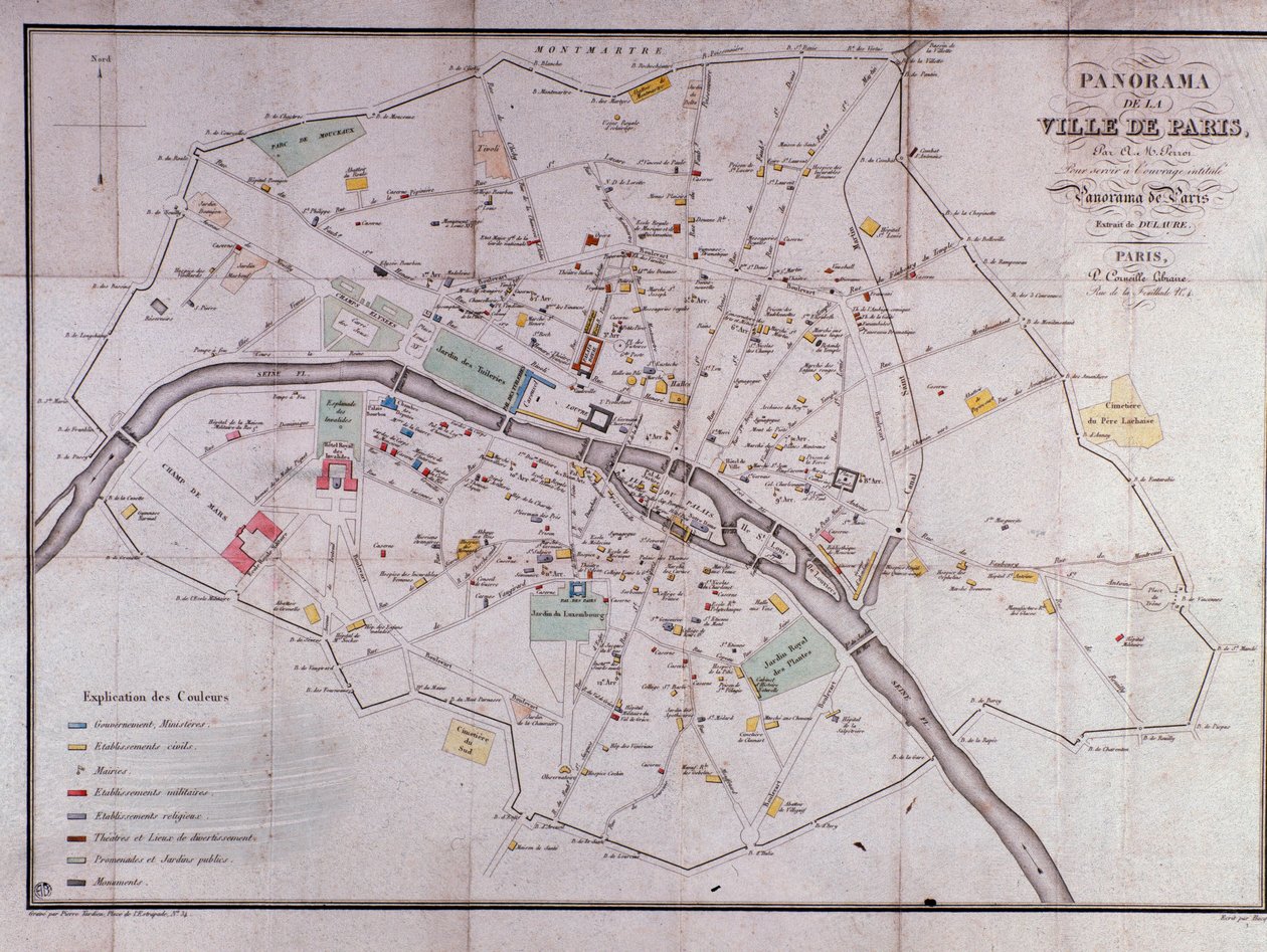 Kartta Pariisin kaupungista 1840. tekijältä Unknown artist