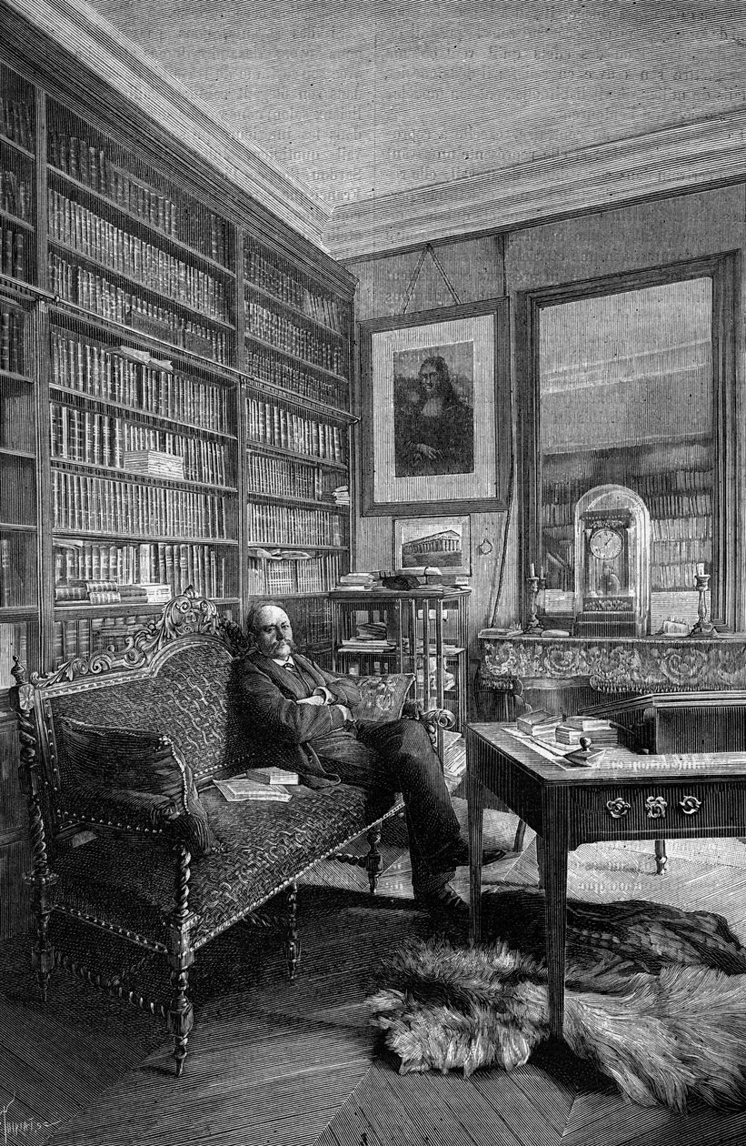 Marcellin Berthelot (1827-1907), ranskalainen kemisti, työssään. Kaiverrus "" Luontoon: katsaus tieteisiin ja niiden sovelluksiin taiteeseen ja teollisuuteen" 31. maaliskuuta tekijältä Unknown artist