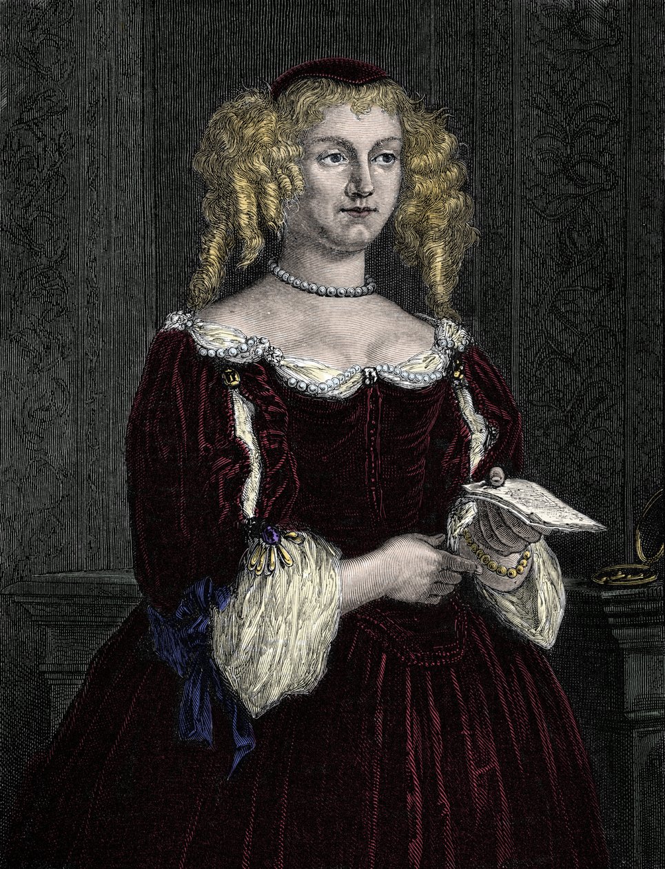 Marie de Rabutin-Chantal (Rabutin Chantal), Sevignen markiisitar, joka tunnetaan nimellä Madame de Sevigne (1626-1696). Kaiverrus vuodelta 1862 ensimmäisten kirjoittajiemme teokseen "Maailman kuningattaret". Kirja julkaistu J. G. D. ARMENGAUDin johdolla. tekijältä Unknown artist
